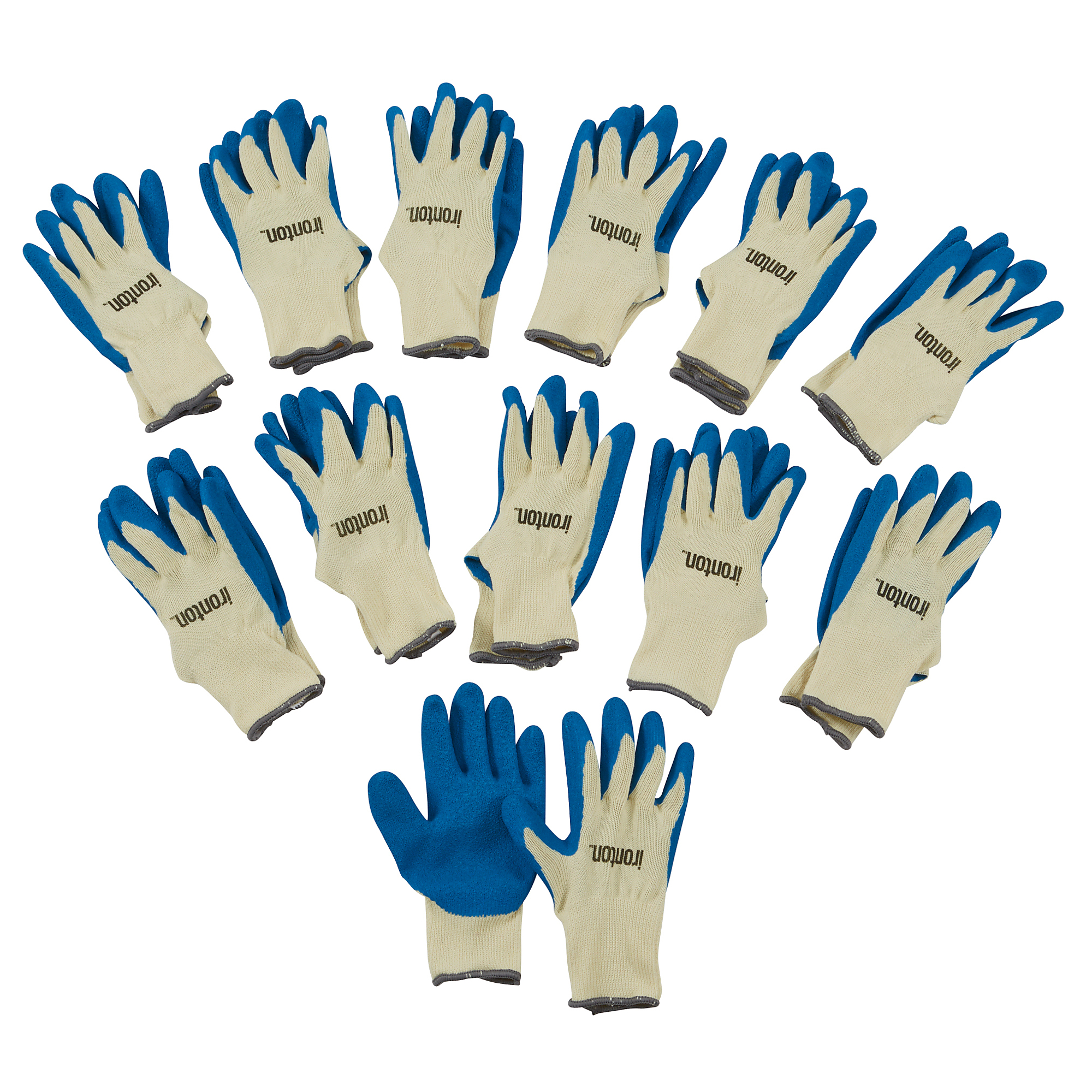 Ironton Latex-Coated Work Gloves, 12 Pairs